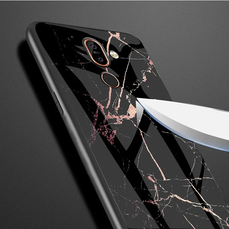 Leanonus мраморный чехол из закаленного стекла для Nokia 7 Plus, глянцевая задняя панель, защитный чехол для Nokia 7 Plus 7 Plus, стеклянный чехол для телефона