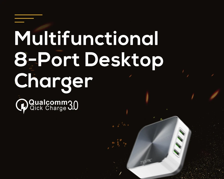 TOPK 8-Порты и разъёмы quick charge 3,0 телефон зарядное устройство для мобильных телефонов huawei кабель для быстрой зарядки usb зарядное устройство EU/US/UK штекер Адаптер для настольных ПК