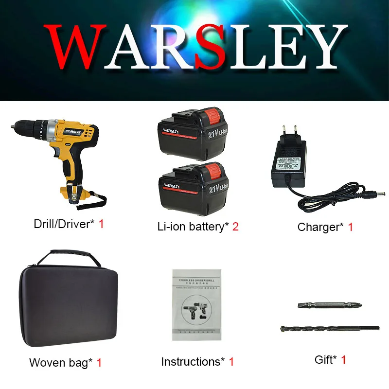 2pcs battery 21 в Ударная дрель с литиевой батареей, домашняя электрическая отвертка, электрическая дрель, электроинструменты, мини аккумуляторная дрель+ тканая сумка+ подарок - Цвет: 2pcs battery