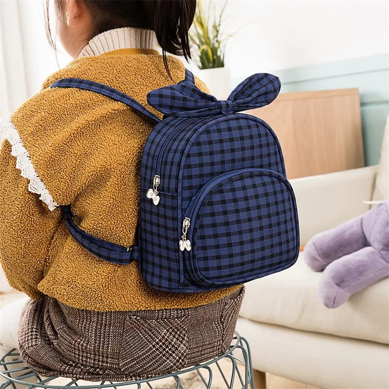 Новый простой милый маленький рюкзак в клетку для девочек с двойным наплечным