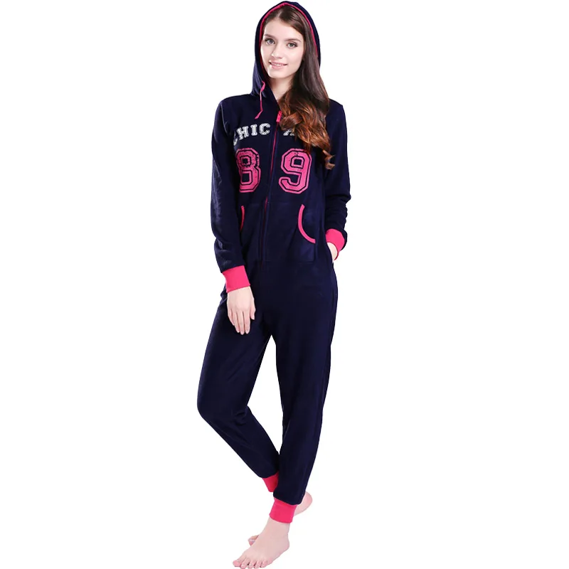Navy JuiceMate Плюс Размер Все В Один Кусок Костюм Playsuit Руно Письма Комбез Onesie Ползунки Комбинезон Для Женщин - Цвет: Navy