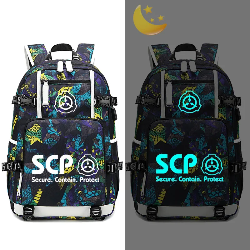 Style C SCP специальные процедуры удержания рюкзак с отражающими вставками usb зарядка многофункциональная сумка для ноутбука сумки для школьников и студентов дорожная сумка - Цвет: Style C