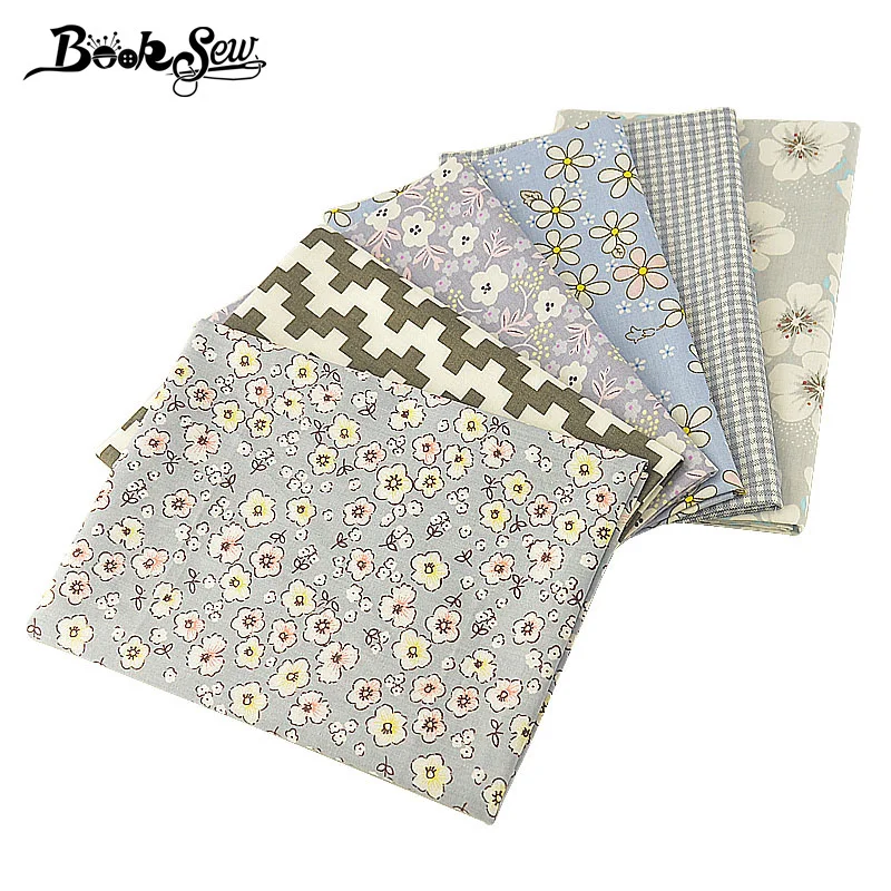 Booksew 100% хлопчатобумажная саржевая ткань с цветочным дизайном 6 шт./лот 40 см x 50