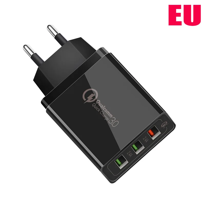 Универсальный 30 Вт USB быстрая зарядка для iPhone 7 8 ЕС США разъем мобильного телефона 3,0 быстрое зарядное устройство порт зарядки для Samsug s8 s9 huawei - Тип штекера: EU Black