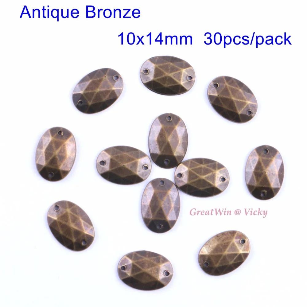 Старинные цветные камни 2 отверстия овальные бронзовые бусины для пришивания