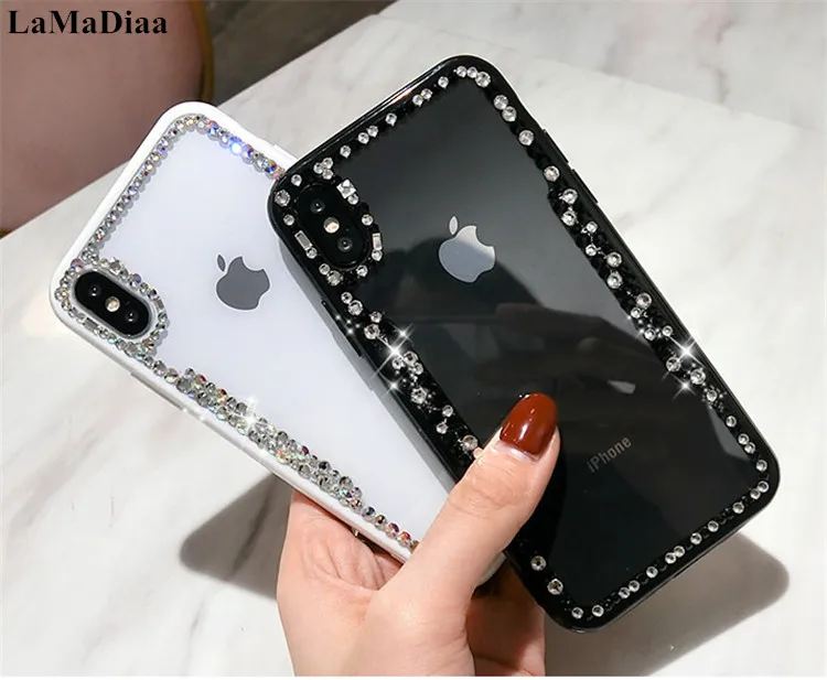 LaMaDiaa Bling Clear Phone Case For SamsungS6 S7 S8 S9 S10 Plus Lite Thin Slim Transparent Diamond Samsung Note5 8 9 10 | Мобильные