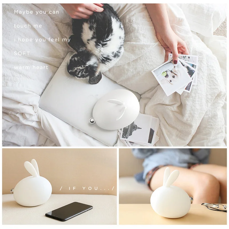 Новейший цветной светодиодный ночник с мультяшным Кроликом, USB зарядка, силиконовый ночной Светильник для спальни, коридора, отеля, лобби, ресторана