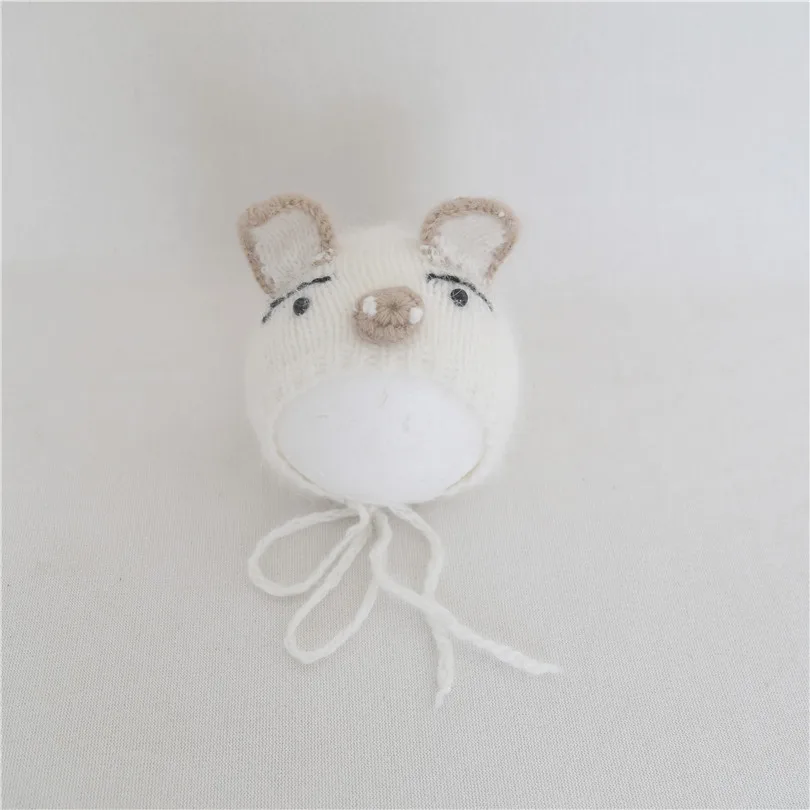 Baby Girl Photography Hat Knitted Pig Handmade Easter Animal Newborn Fluffy Bonnet Angora Yarn Props Set Soft Pink | Детская одежда и
