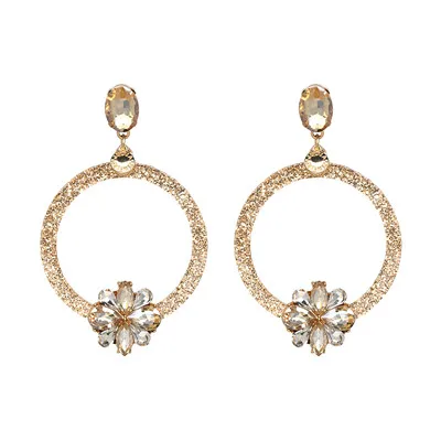 Gold Модные серьги-капли нового дизайна, брендовые Роскошные модные круглые серьги Brinco с кристаллами, аксессуары для ушей Oorbellen, очаровательный свадебный подарок - Окраска металла: Gold