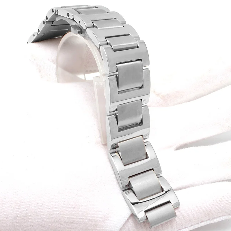 Серебристый Стиль из нержавеющей стали ремешок для часов Cartier синий шар серии ремешок для мужчин и женщин браслет с застежкой-бабочкой 18 20 мм - Цвет ремешка: Серебристый