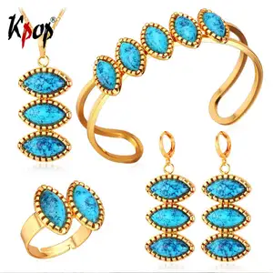 Kpop Jewelry Set Boho Jewelry Blue Stone Necklaces Drop Earrings Bracelet Open Ring For Women 1117 Kpop Jewelry Set Boho Jewelry Blue Stone Necklaces Drop Earrings Bracelet Open Ring For Women 1117
