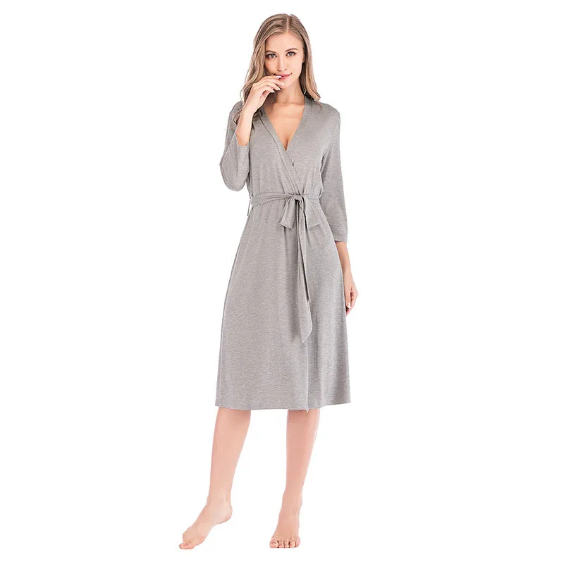 Sanderala Autumn Winter Women Cotton Modal Maternity Pregnancy Labor Robe Delivery Nursing Pajama Nightgown Breastfeeding S-XXL