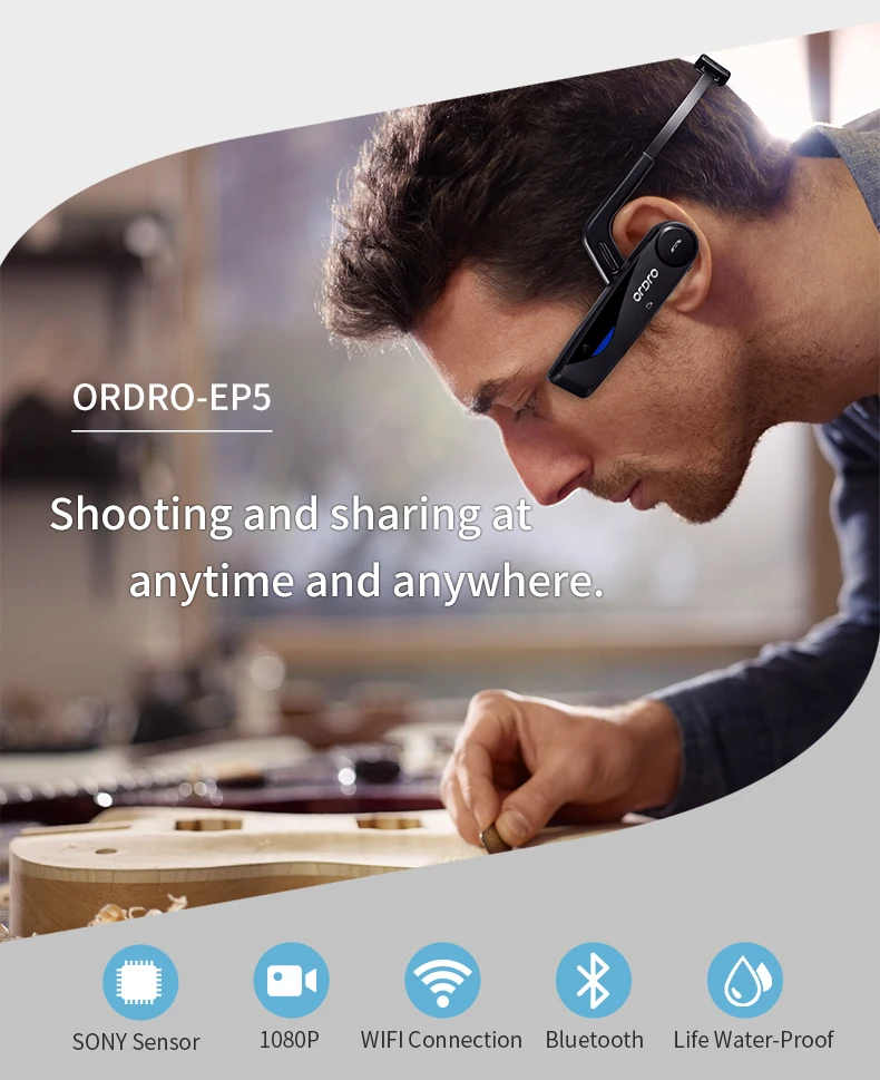ORDRO EP5 Bluetooth 4 0 Handsfree головная повязка на голову экшн мини HDDV камера 1080P