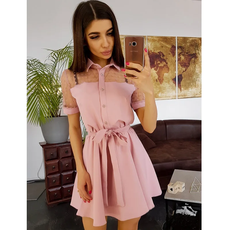 Милое женское сексуальное кружевное мини-платье в стиле пэчворк с отложным