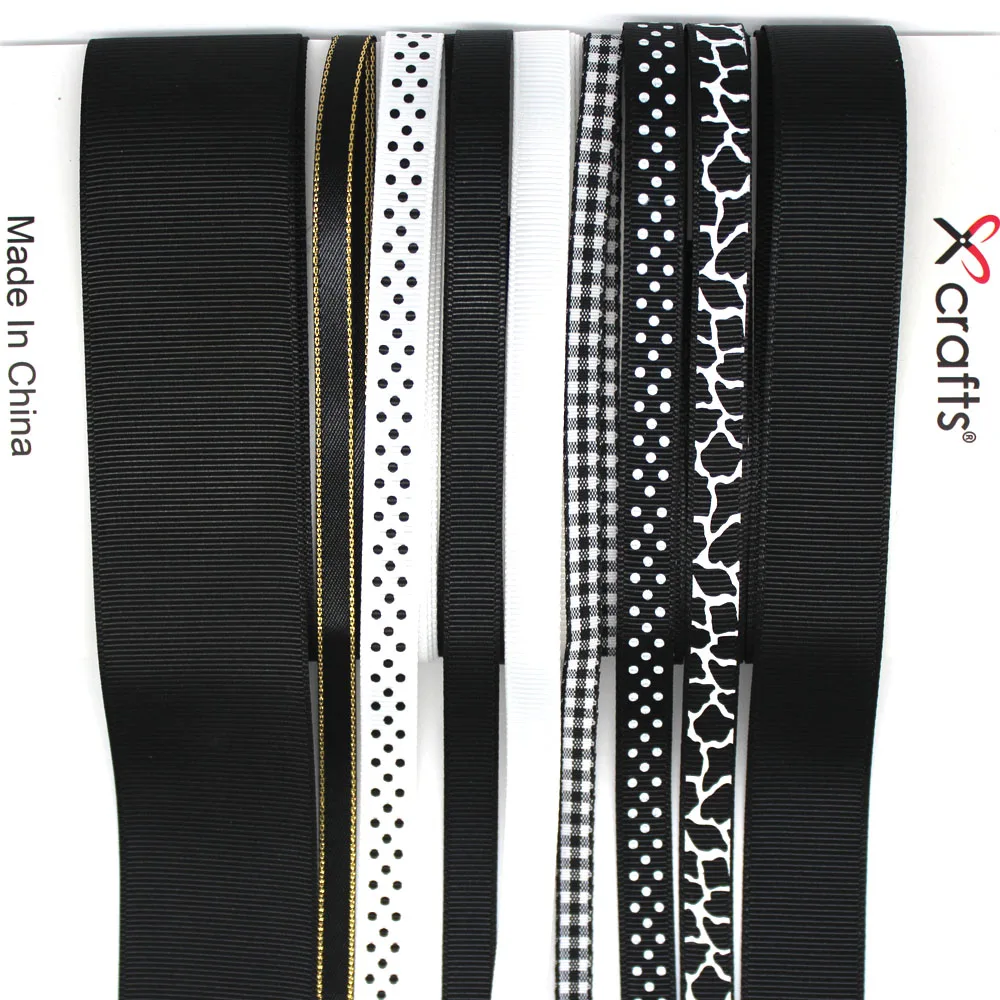 Корсажная/атласная/печатная лента черного цвета Смешанный Набор для