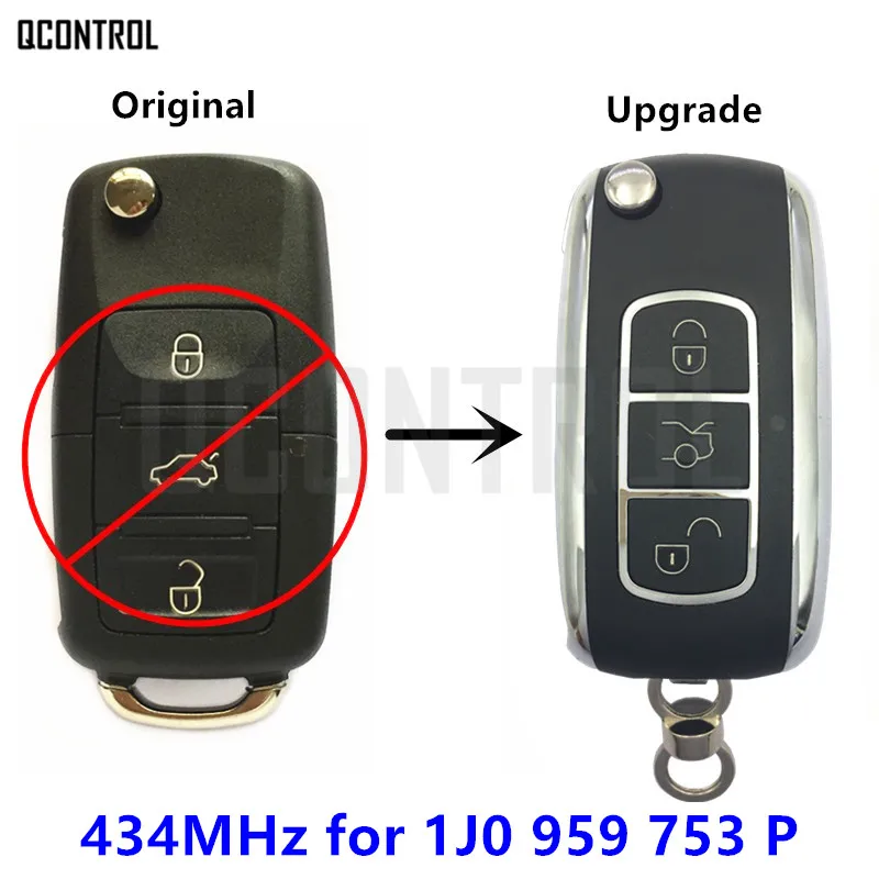 Пульт дистанционного управления QCONTROL 433 МГц для SKODA Octavia/Superb/Fabia 1J0 959 753 P / или 753G/753G |