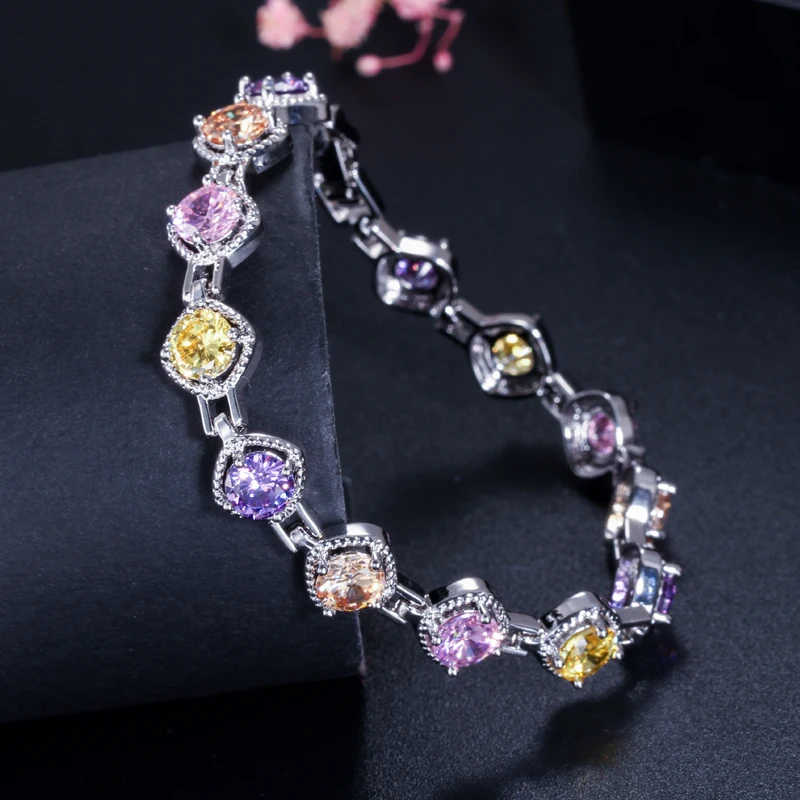 ThreeGraces AAA круглый, кубический цирконий Кристалл проложенный серебряный цвет теннисный браслет для женщин костюм аксессуары вечерние подарок BR114