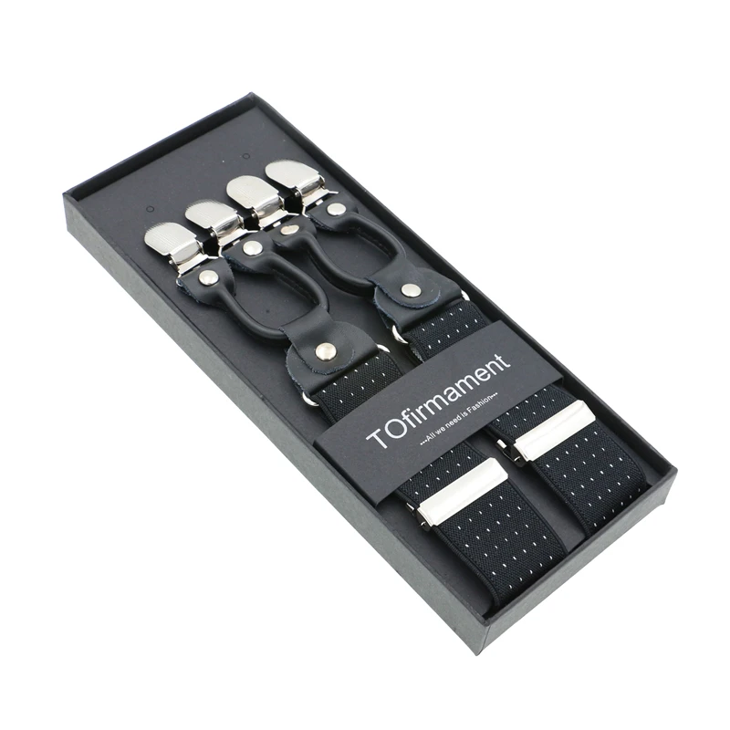 Real Leather Jacquard Dot Point Pattern Vintage 6 Clips 3.5cm Width Women Men Suspender Top Box Packing Casual Wear Wedding | Аксессуары