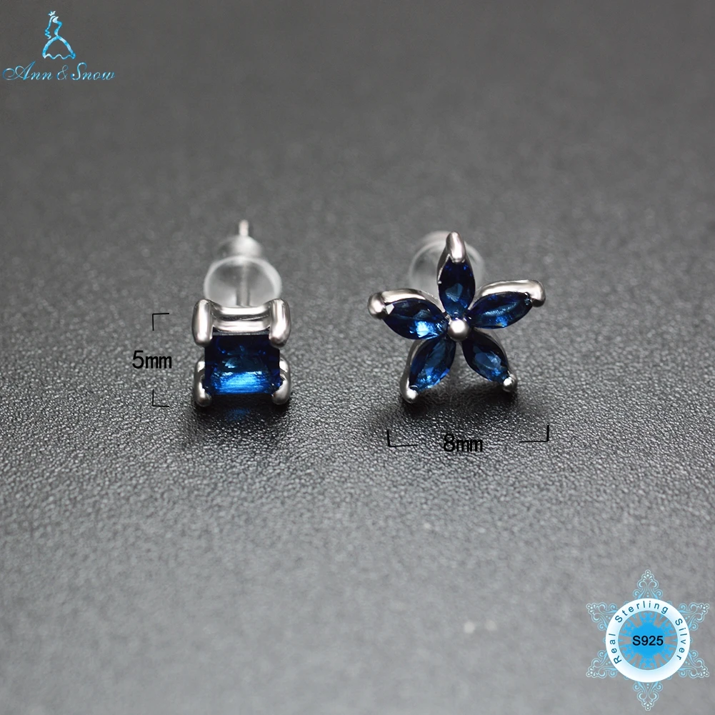 Женские серьги с цветком Ann &amp Snow из стерлингового серебра 925 пробы синим