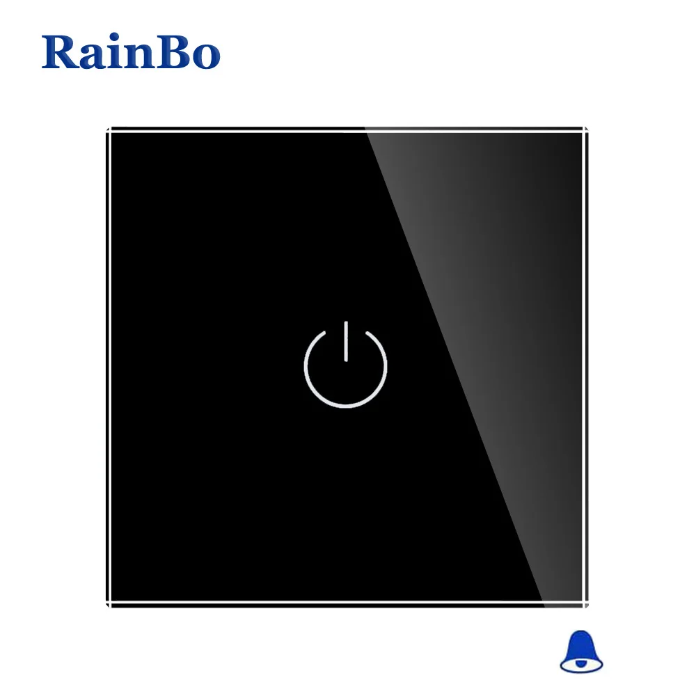RainBo Кристалл-стеклянная панель-Переключатель ЕС сенсорный-переключатель экрана-настенная дверь-звонок-переключатель 1ганг-1way 110~ 250 В дверной звонок-переключатель A1911MLW/B