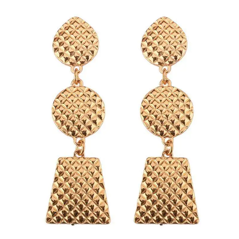 

2019 vintage unique design for women's earrings irregular geometric round metal pendant earrings for women and girls simple jewe