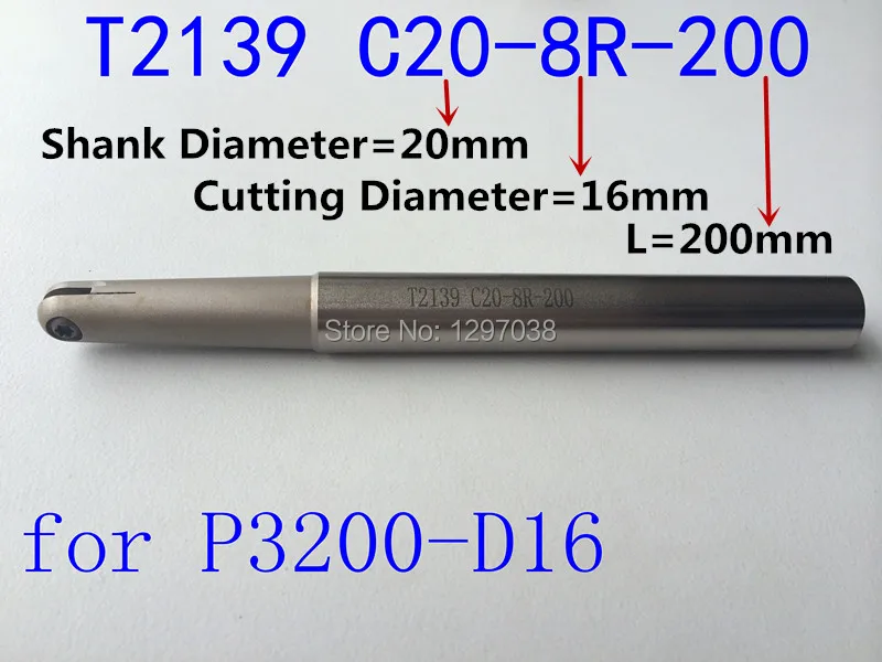 

T2139 C20-8R-200 Insertable Ball End fine Milling Cutter Tools,CNC Lathe Machine Turning Tools, FOR P3200-D16 Inserts