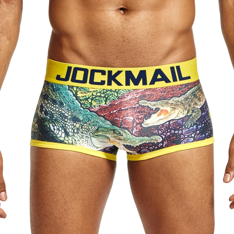 JOCKMAIL Boxer Sexy Men Underwear nylon printed boxershorts men trunks cuecas boxer masculina youth big boy Men Gay Underwear