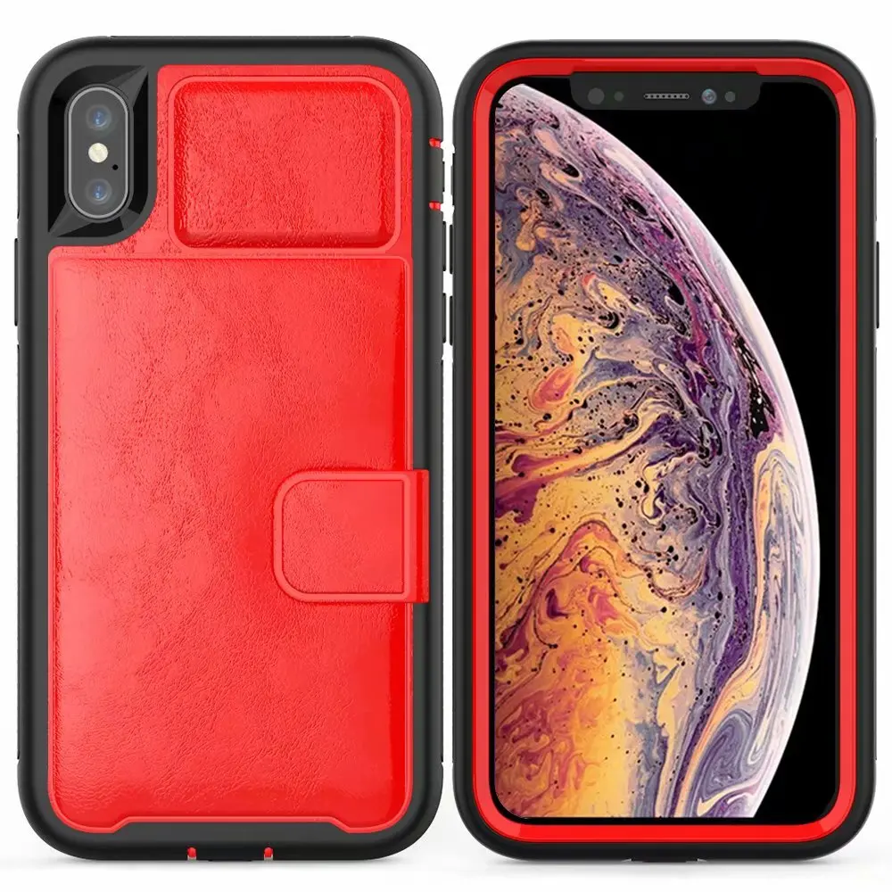 Роскошный кожаный чехол-кошелек для Iphone Xs Max Xr X 8 7 6s Plus, Гибридный бампер с подставкой для карт, жесткая задняя крышка для samsung Note9 S9 Plus