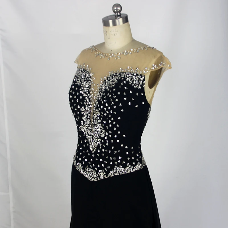 Женское вечернее платье-русалка Черное длинное прозрачное платье с глубоким