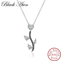 black awn 925 sterling silver fine jewelry necklace women trendy blackwhite stone bijoux necklaces pendants p033