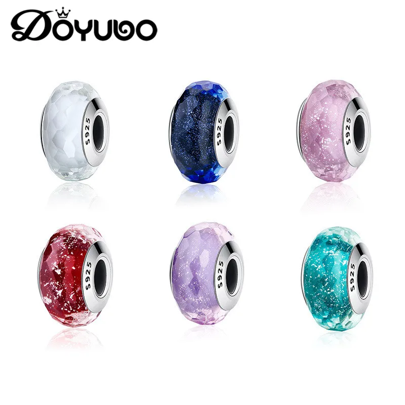 

DOYUBO Fashion New 100% Sterling Silver Glass Beads TO Fit Charms Snake Bracelet Authentic 925 Silver DIY Charms Jewelry AK002