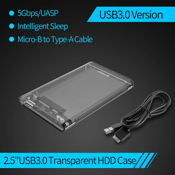 USB3.0 Model ORICO type C 2,5 ''Прозрачный чехол для жесткого диска USB3.1 Gen2 10 Гбит/с поддержка протокола UASP с кабелем type-C - Цвет: USB3.0 Model