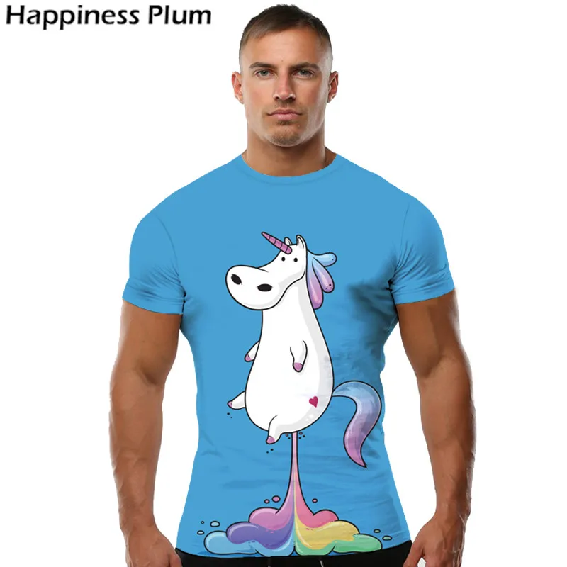 3d T shirt KYKU футболка Единорог Мужская футболка с животными Забавные футболки Радужная лошадь 3d принт футболка хип-хоп крутая синяя мужская одежда - Цвет: 3d T shirt