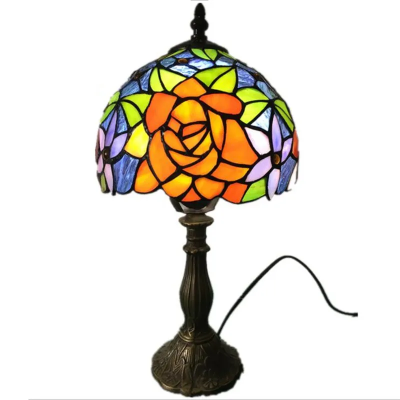 8 &quotпасторальные свежие цветы Тиффани красочные стеклянные настольные лампы для