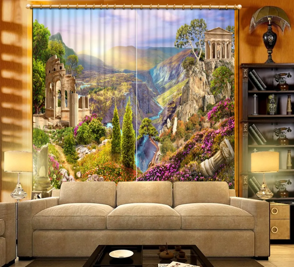 

European landscape customize curtain for Living room bedroom