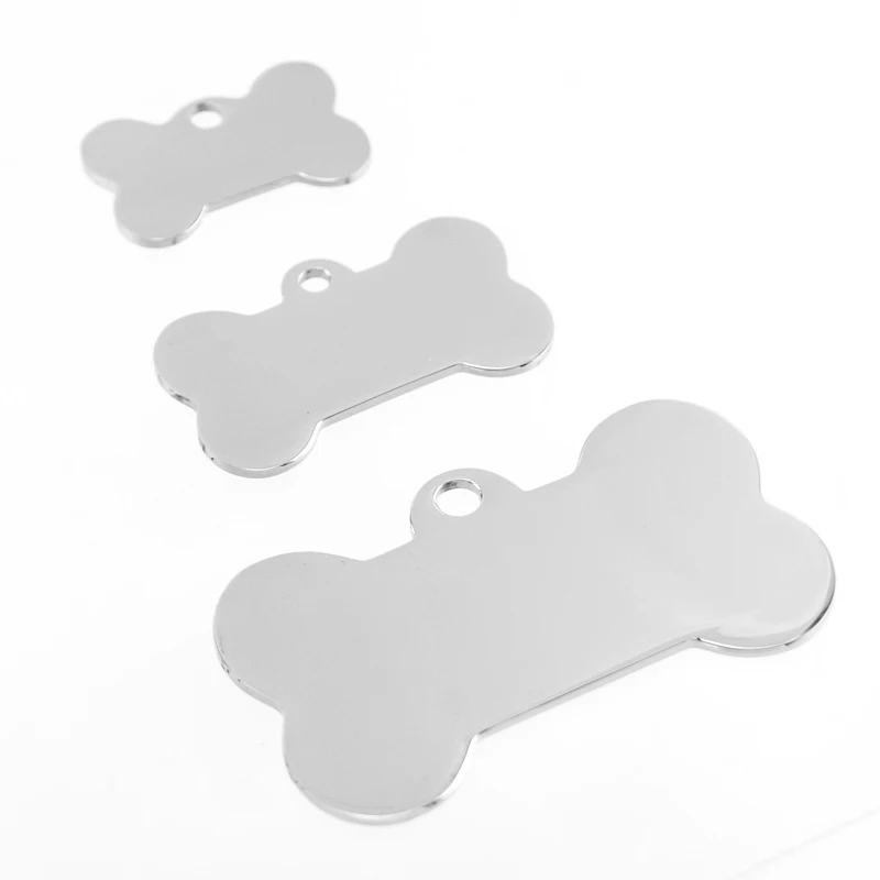 

Dog bone Pendant dog tag charms blank ID tags for diy print both sides mirror polished Stainless Steel 10pcs