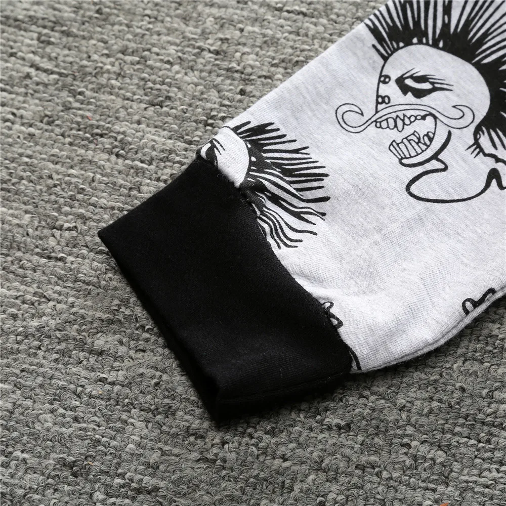 Halloween Misfits Baby Boy Clothes Sets Skeleton Infant T-Shirt Trouser Suits Skull Cotton Children Clothing Outfit 70 80 90 100 | Детская