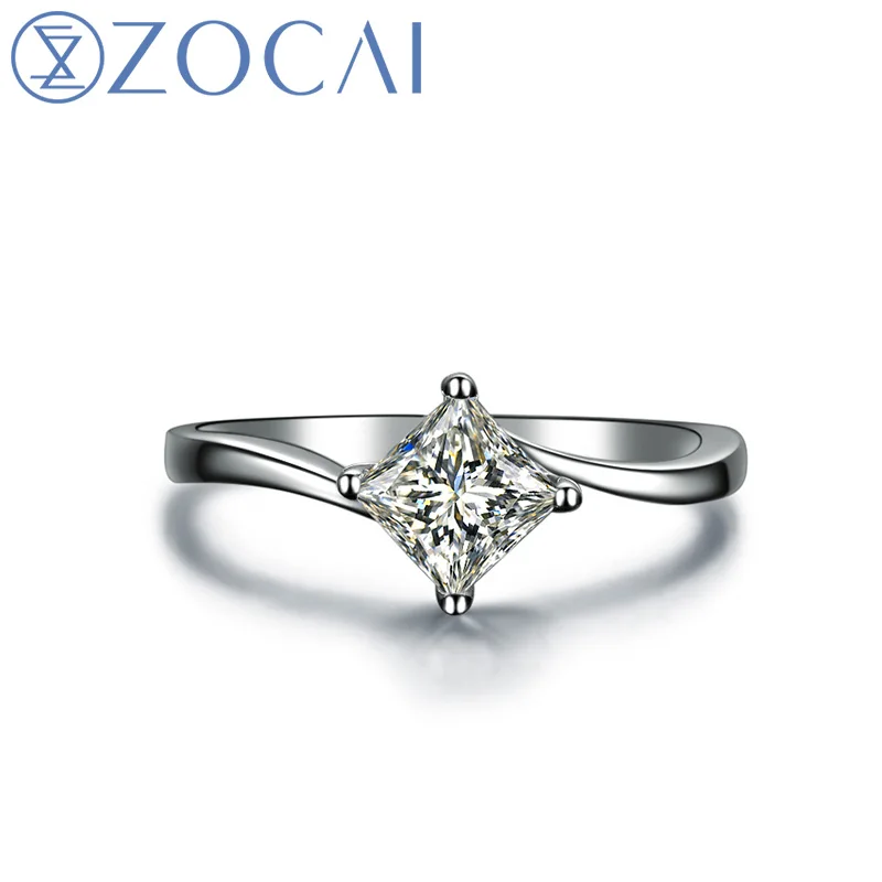 ZOCAI натуральное 0 30 карат бриллиантовое кольцо принцессы с бриллиантом для