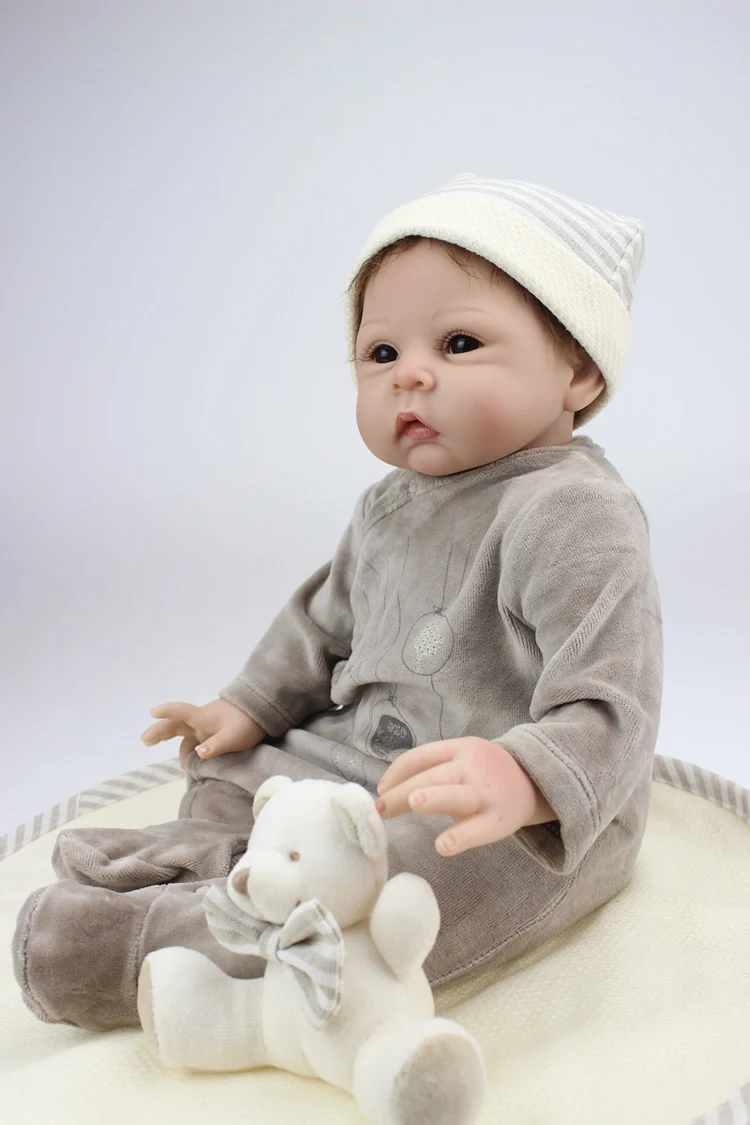 55 см мальчик серый одежда Reborn Baby Doll игрушки высокое качество импортные