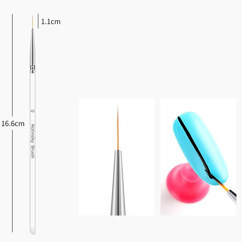 3Pcs/Set Transparent Pen Nail Art Lines Painting Brush 7/9/11mm UV Gel Polish Tips Flower Stripes 3D Manicure Drawing Tool Hot! | Красота и
