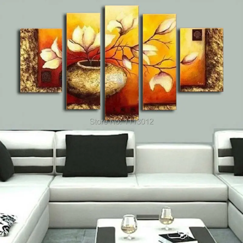 Горшок с золотыми цветами лилии картина маслом высокое качество набор из 5 шт. на