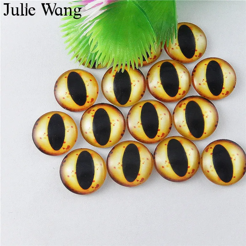 Julie Wang 30 шт 12 мм Стеклянные круглые кабошоны с изображением дракона ящерицы