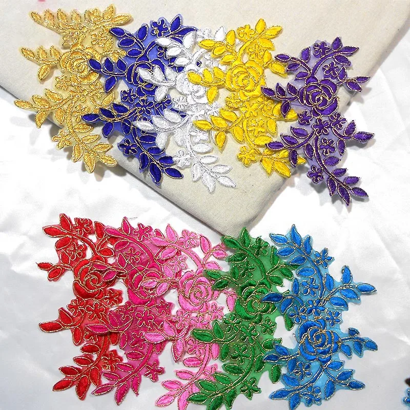20 штук вышитый цветок из железа Кружевная аппликация клейкий головной убор