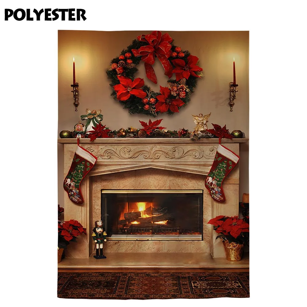 Allenjoy фото фон Рождественский камин носок новогодний домашний декор семейный