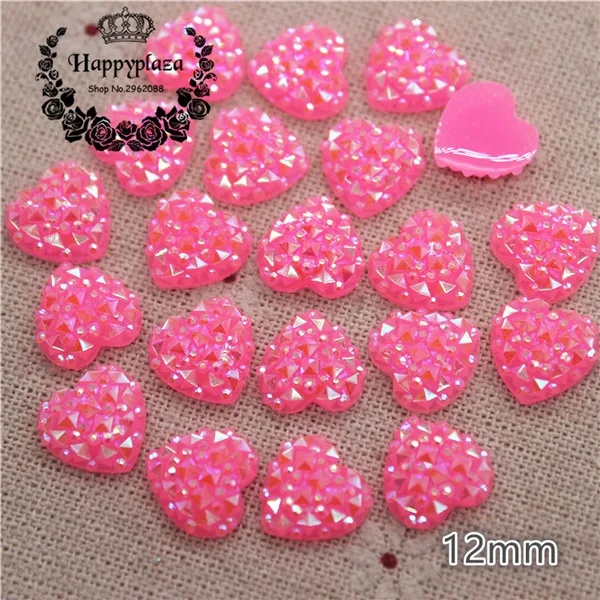 pink AB 100pcs 100 шт 12 мм блестящие стразы в форме сердца из смолы с узором «крокодиловая кожа», кабошон для самостоятельного изготовления ювелирных изделий/украшения для рукоделия - Цвет: pink AB 100pcs