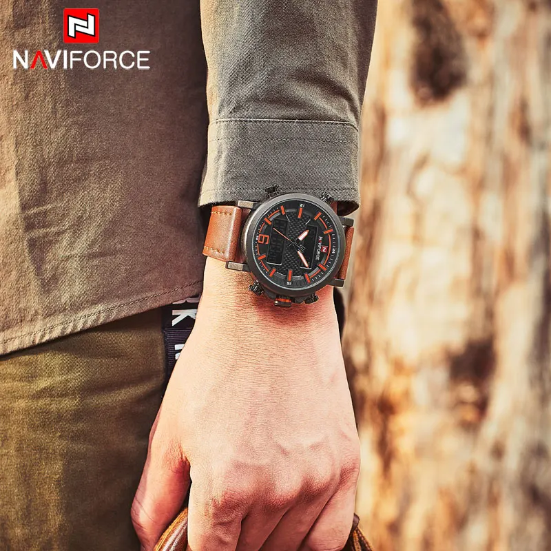 Часы наручные NAVIFORCE Мужские кварцевые роскошные брендовые светодиодные