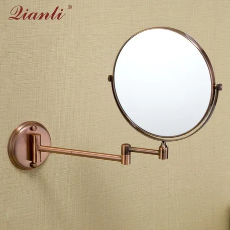 

Qianli Mirror Industry Copper Beauty Mirror Bathroom Bathroom Mirror Double sided red ancient wall hanging folding telescopic mi