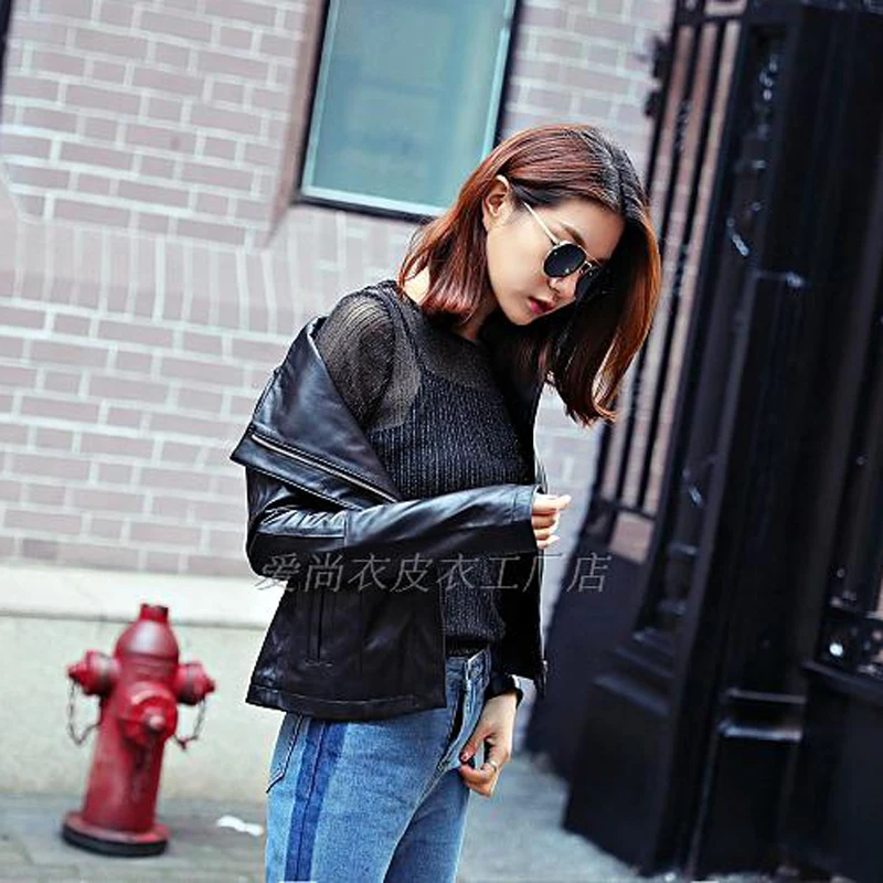 Бесплатная доставка женские кожаные куртки облегающие Куртки из натуральной