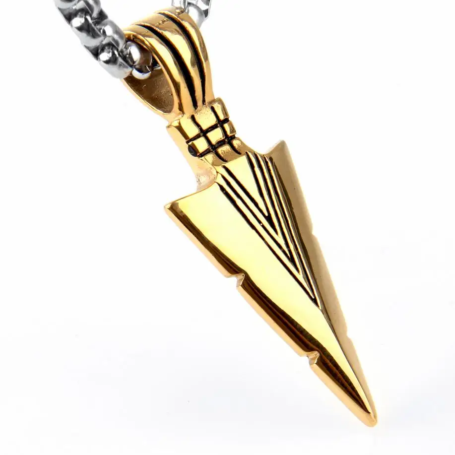 Striking Men's Vintage Spearhead Arrowhead Pendant Necklace for Men Special Surf Bike Chocker Stainless Steel Jewelry | Украшения и