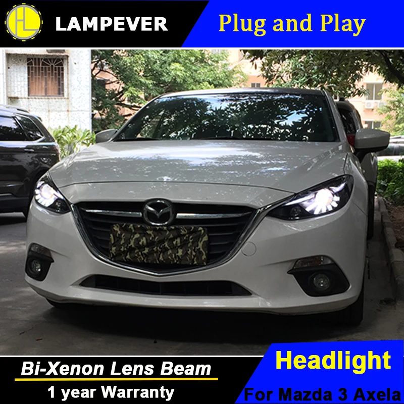 Lampever Стайлинг светодиодный ная фара для Mazda 3 Axela фары 2015 2016 Mazda3 Биксеноновая ные DRL